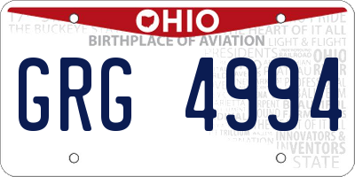 OH license plate GRG4994