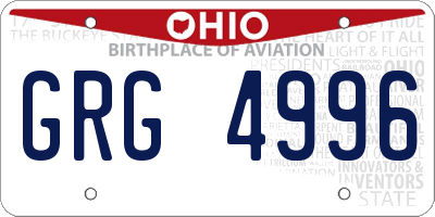 OH license plate GRG4996