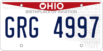 OH license plate GRG4997