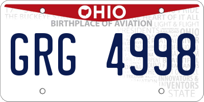 OH license plate GRG4998