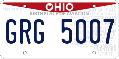 OH license plate GRG5007