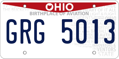 OH license plate GRG5013