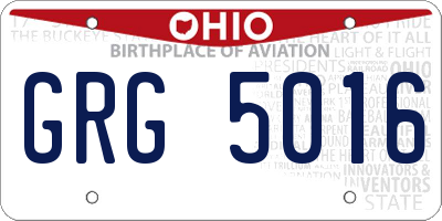 OH license plate GRG5016