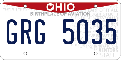 OH license plate GRG5035