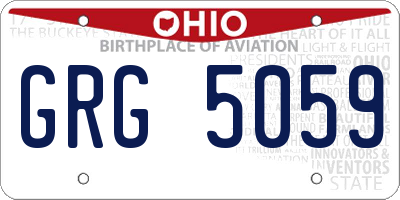 OH license plate GRG5059