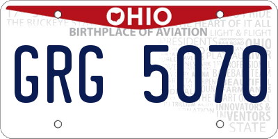 OH license plate GRG5070