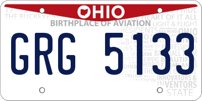 OH license plate GRG5133