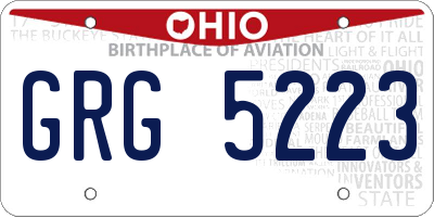 OH license plate GRG5223