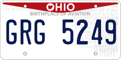 OH license plate GRG5249