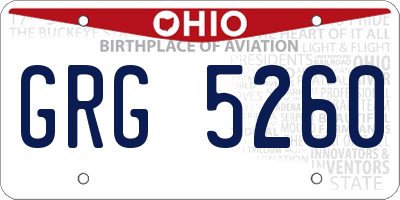 OH license plate GRG5260