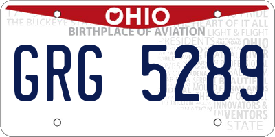 OH license plate GRG5289