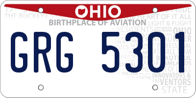 OH license plate GRG5301