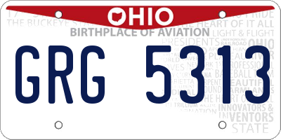 OH license plate GRG5313