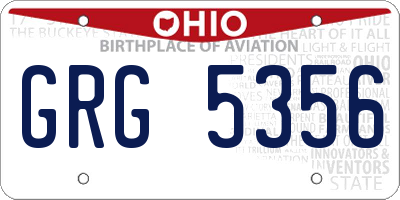 OH license plate GRG5356