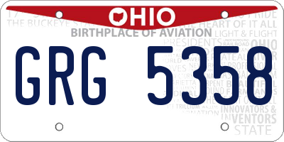 OH license plate GRG5358