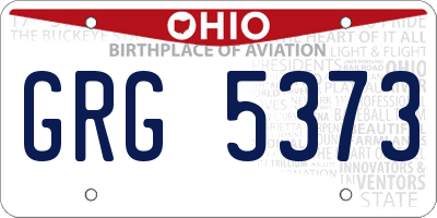 OH license plate GRG5373