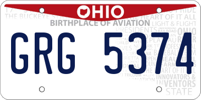 OH license plate GRG5374