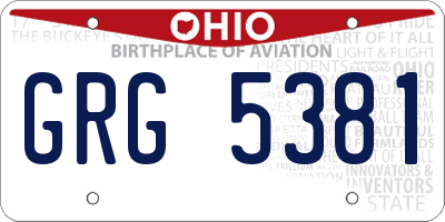 OH license plate GRG5381