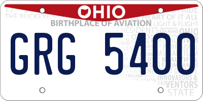 OH license plate GRG5400