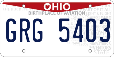 OH license plate GRG5403