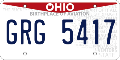 OH license plate GRG5417