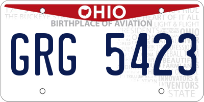 OH license plate GRG5423