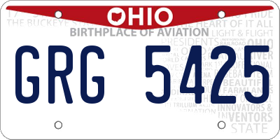 OH license plate GRG5425