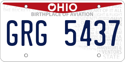 OH license plate GRG5437
