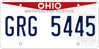 OH license plate GRG5445