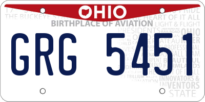 OH license plate GRG5451