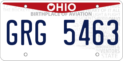 OH license plate GRG5463
