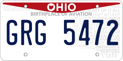 OH license plate GRG5472