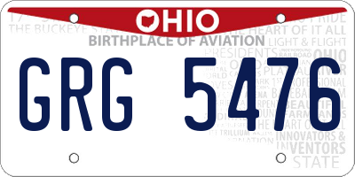 OH license plate GRG5476
