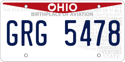 OH license plate GRG5478