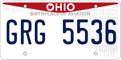 OH license plate GRG5536