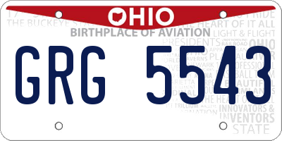 OH license plate GRG5543