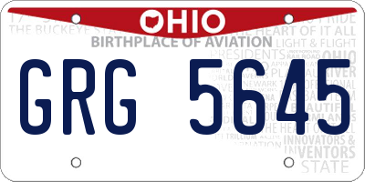 OH license plate GRG5645