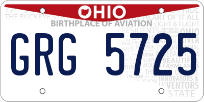 OH license plate GRG5725