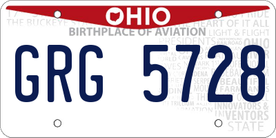 OH license plate GRG5728
