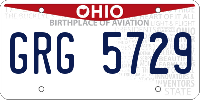 OH license plate GRG5729