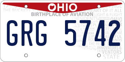 OH license plate GRG5742