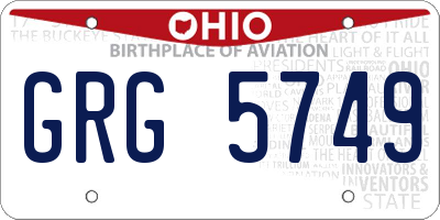 OH license plate GRG5749