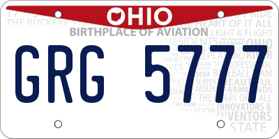 OH license plate GRG5777