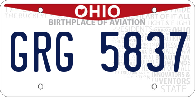 OH license plate GRG5837