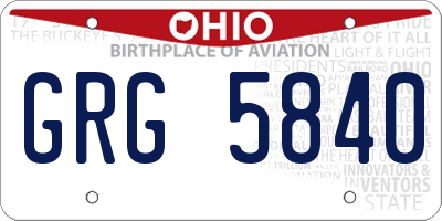OH license plate GRG5840