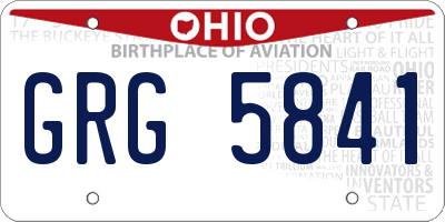 OH license plate GRG5841