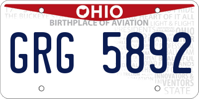 OH license plate GRG5892