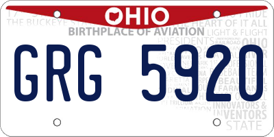 OH license plate GRG5920
