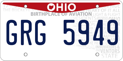 OH license plate GRG5949