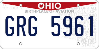 OH license plate GRG5961